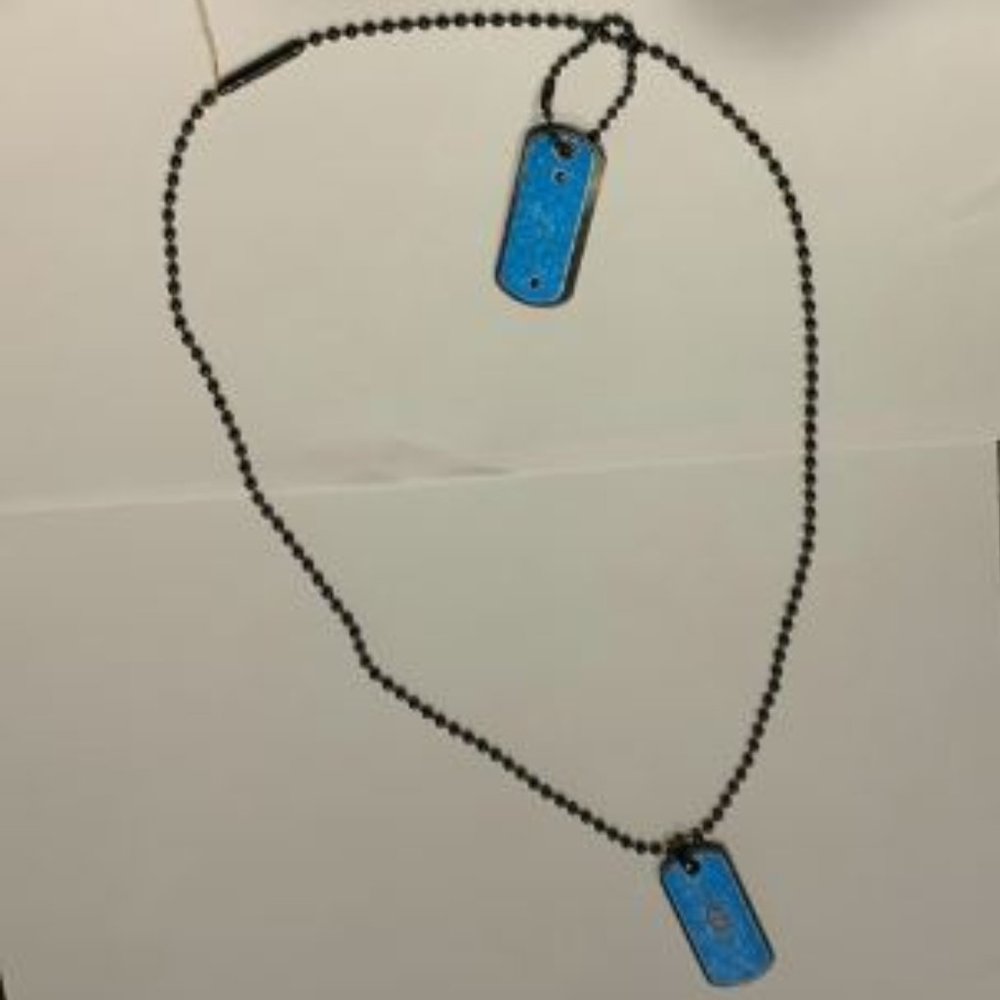 Fossil black beaded dog tag necklace and key ring